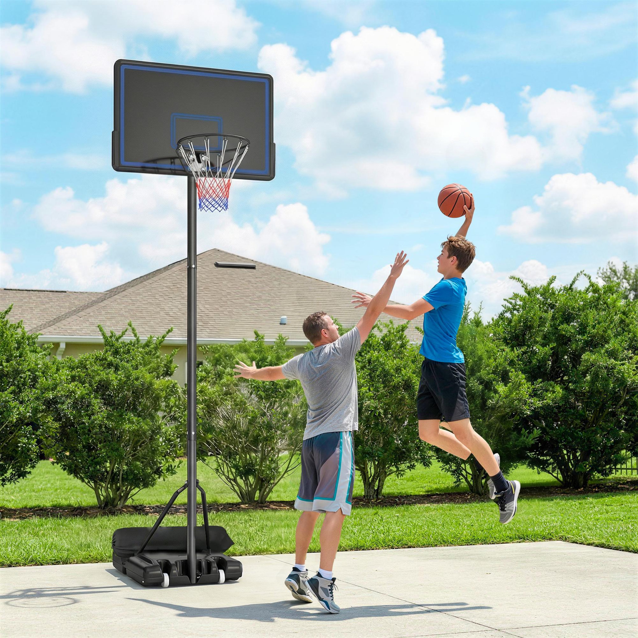 Voir la diapositive 6 : HOMCOM Panier de basketball sur pied mobile réglable h.1,35-3,05 m