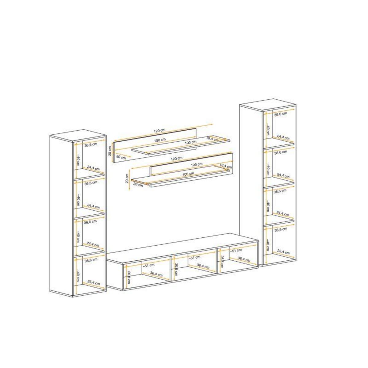 Paris Prix Meuble TV Mural Design  Fly I  260cm Blanc