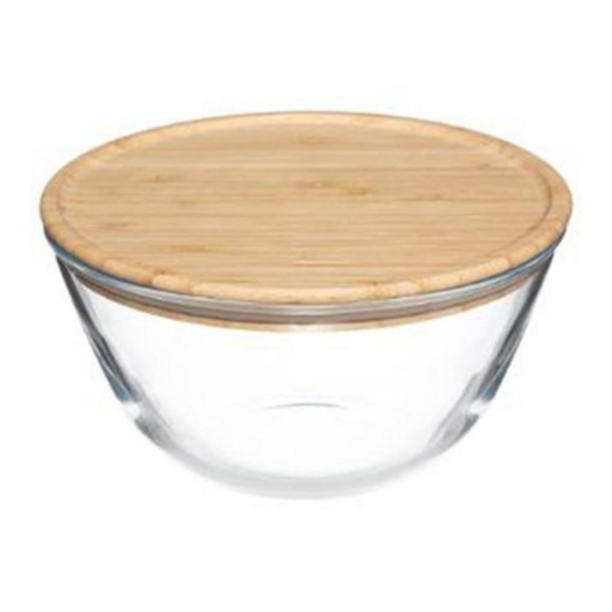 FIVE Saladier en Verre  Couvercle Bambou  1L Transparent