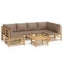 Voir la diapositive 2 : VIDAXL Salon de jardin 7 pcs avec coussins taupe bambou