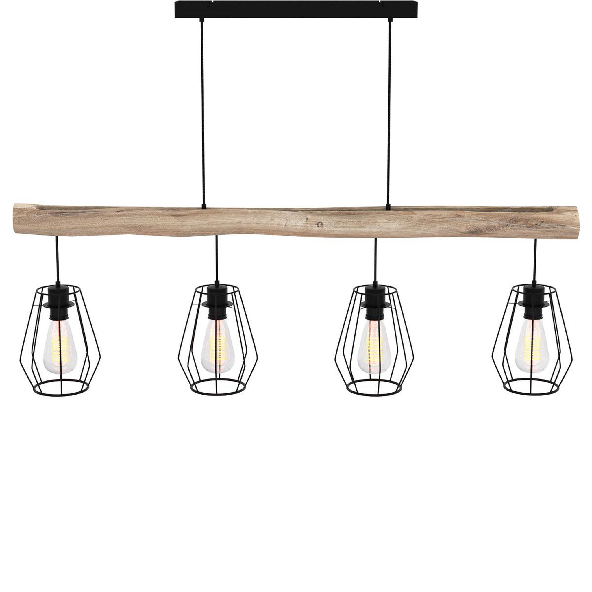MAISON PAVANE Suspension en bois et métal 4 lampes-Clotilde