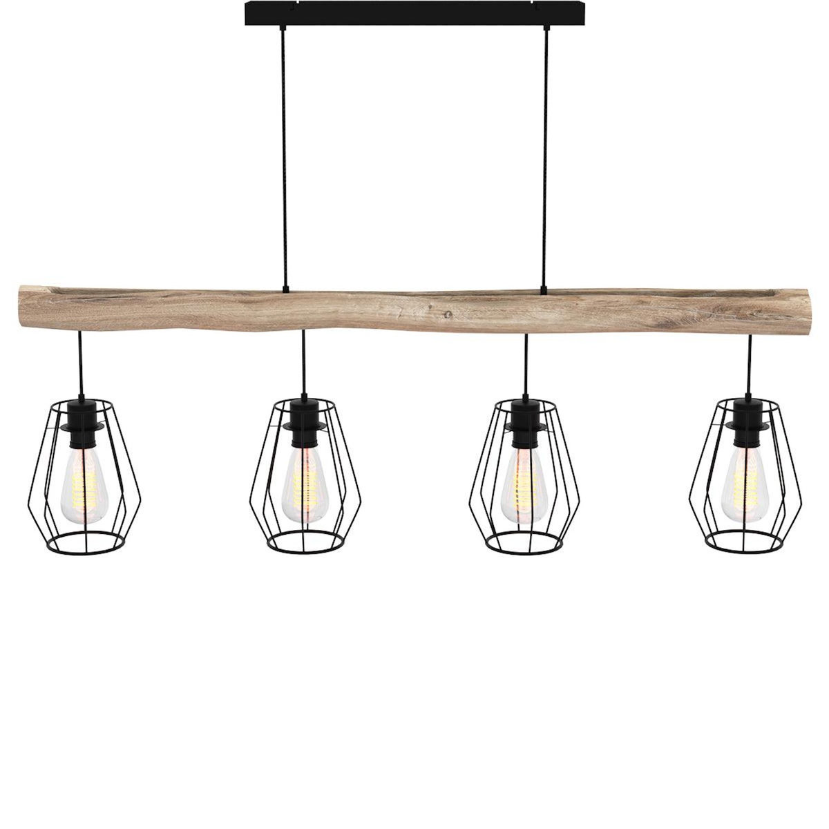 MAISON PAVANE Suspension en bois et métal 4 lampes-Clotilde