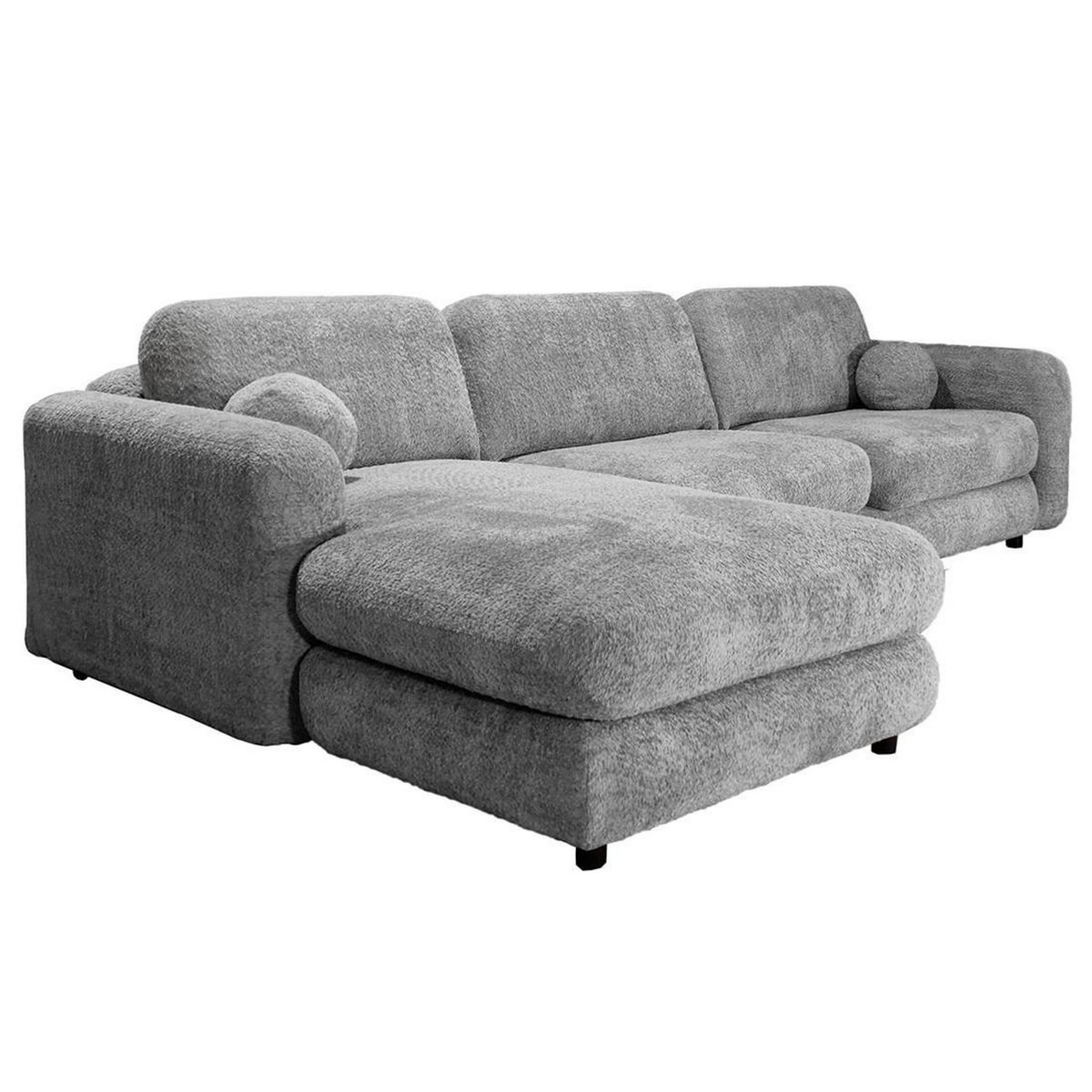 LISA DESIGN Rachel - canapé d'angle gauche 4 places en tissu bouclette