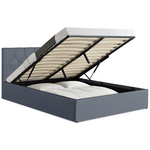 ID MARKET Lit coffre double AUSTIN avec tête de lit et sommier 140 x 190 cm PVC gris