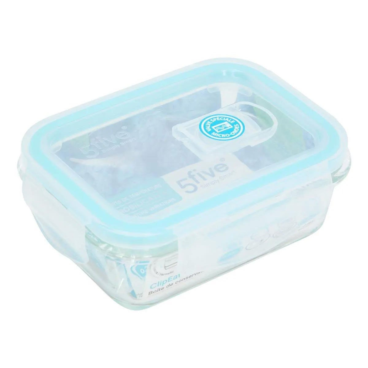 FIVE Boîte de Conservation Verre  Clipeat  540ml Bleu