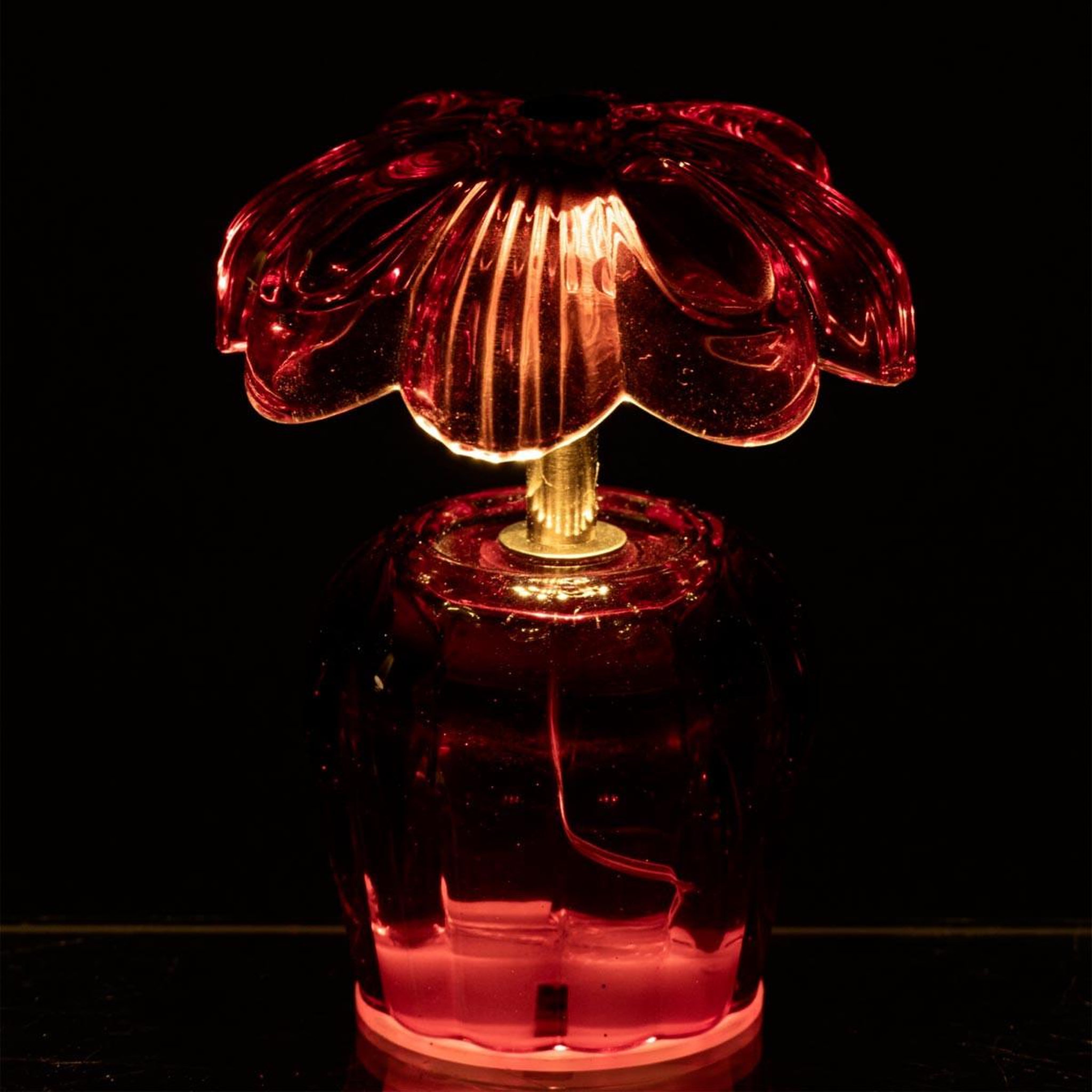 Voir la diapositive 3 : J-LINE Lampe à Poser LED Fleur  Ambre  14cm Rouge