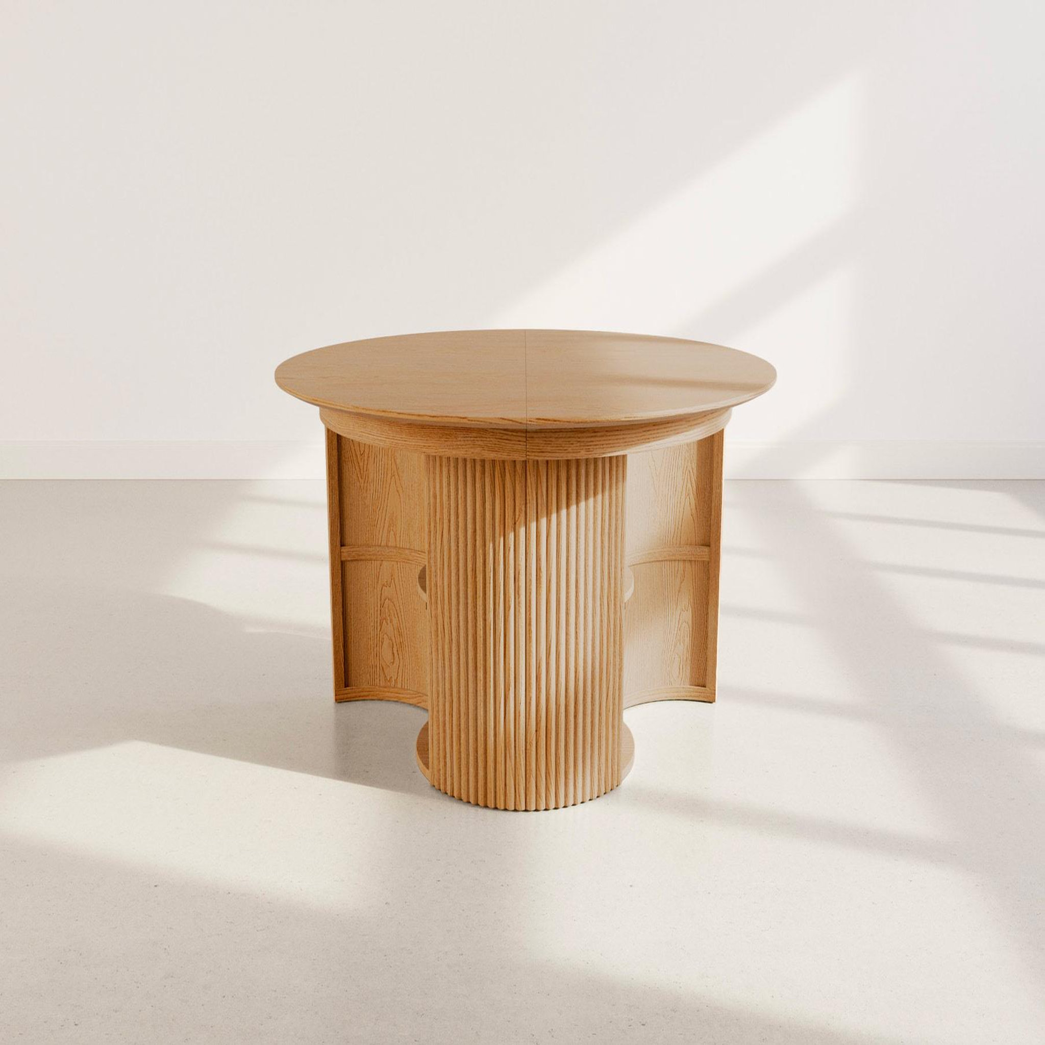 Voir la diapositive 6 : BEST MOBILIER Freya - table à manger ronde extensible avec rangements - effet bois - 4 à 8 personnes