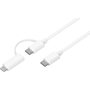 Voir la diapositive 3 : ESSENTIEL B Câble Lightning 2 en 1 vers USB-C /Lightning MFI Blanc