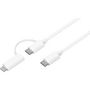 Voir la diapositive 3 : ESSENTIEL B Câble Lightning 2 en 1 vers USB-C /Lightning MFI Blanc
