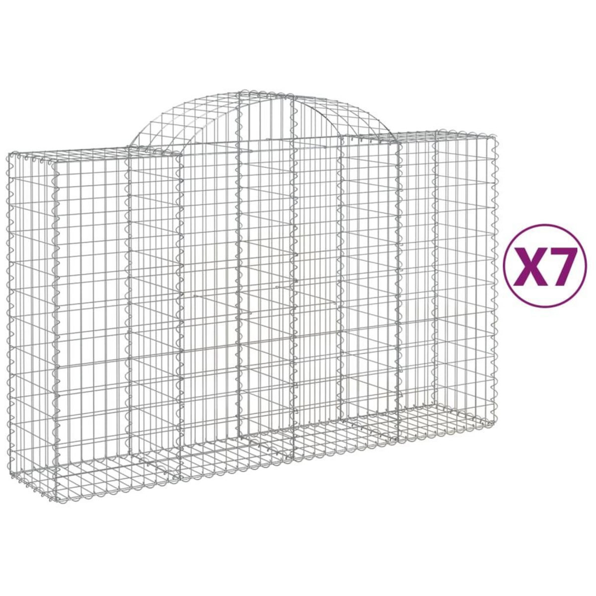 VIDAXL Paniers a gabions arques 7 pcs 200x50x120/140 cm Fer galvanise