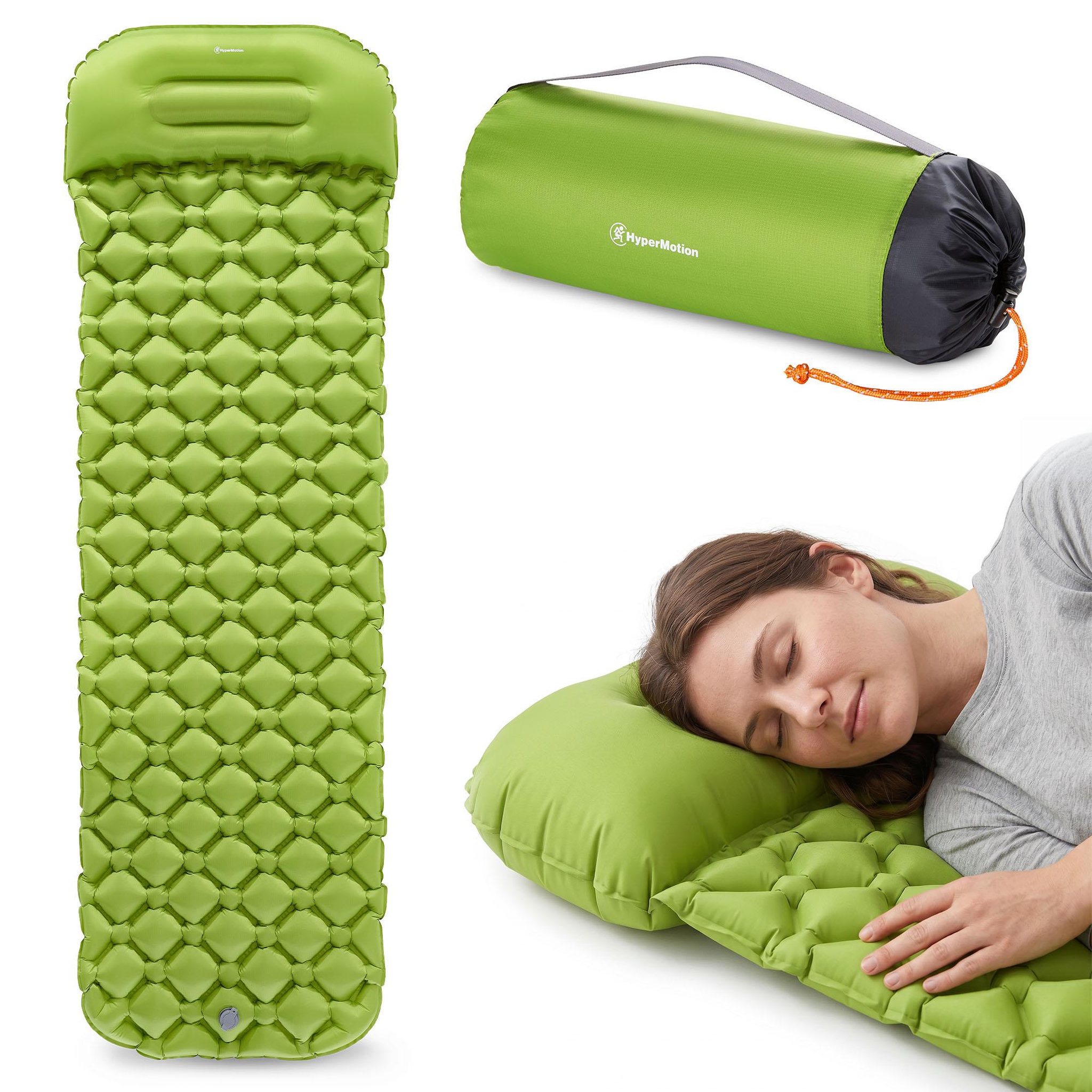 HYPERMOTION Matelas de Camp Gonflable Ultraléger de Randonnée Campmat 1 Place avec Oreiller Intégré 190x56cm