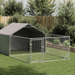 VIDAXL Niche d'exterieur pour chien enclos 5x2x1,5 m acier galvanise