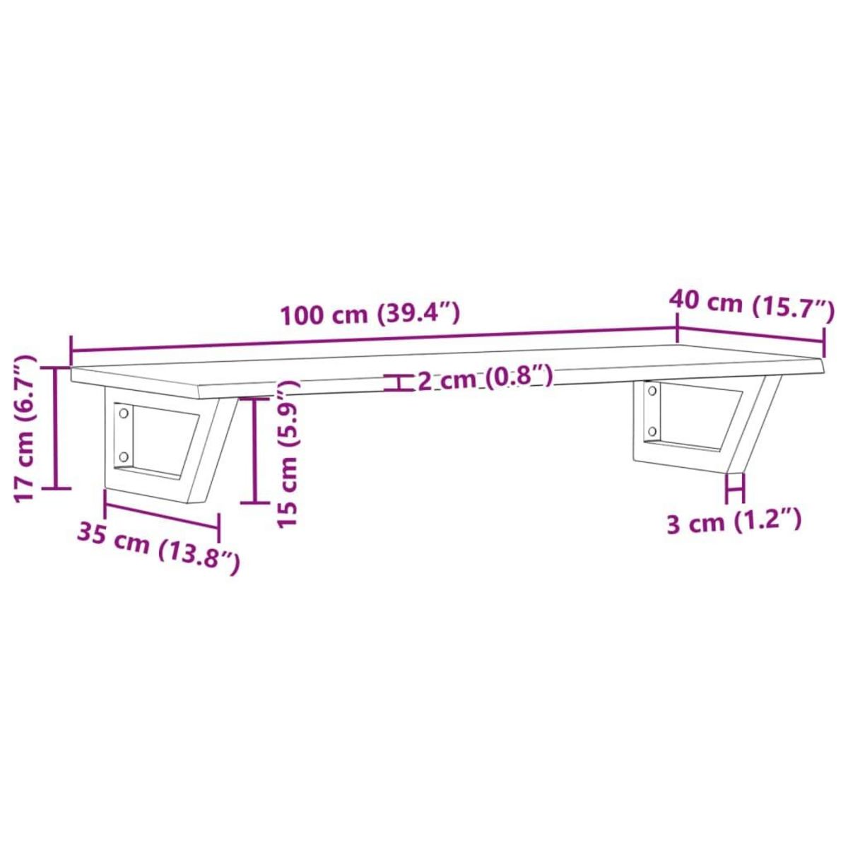 VIDAXL Etagere de vasque murale acier et bois de chene massif