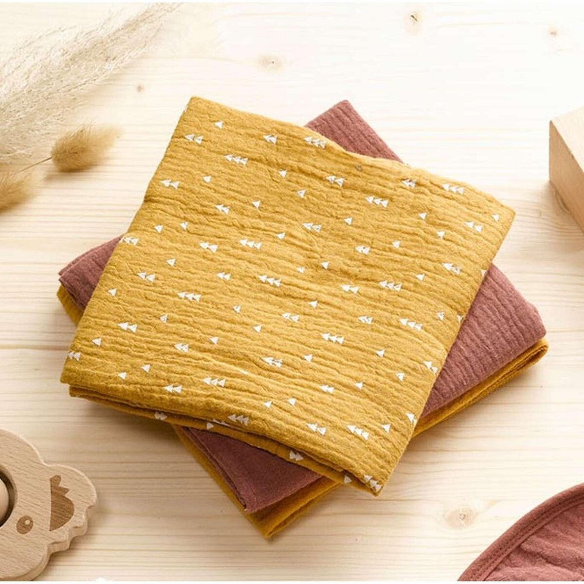 BEBE DOUCEUR Lot de 3 langes en gaze de coton