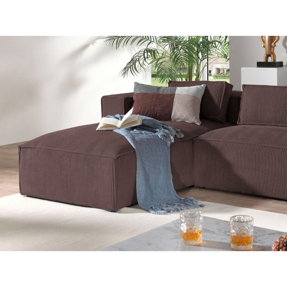 LISA DESIGN Stella - canapé d'angle - en velours côtelé - 4 places -style contemporain - gauche