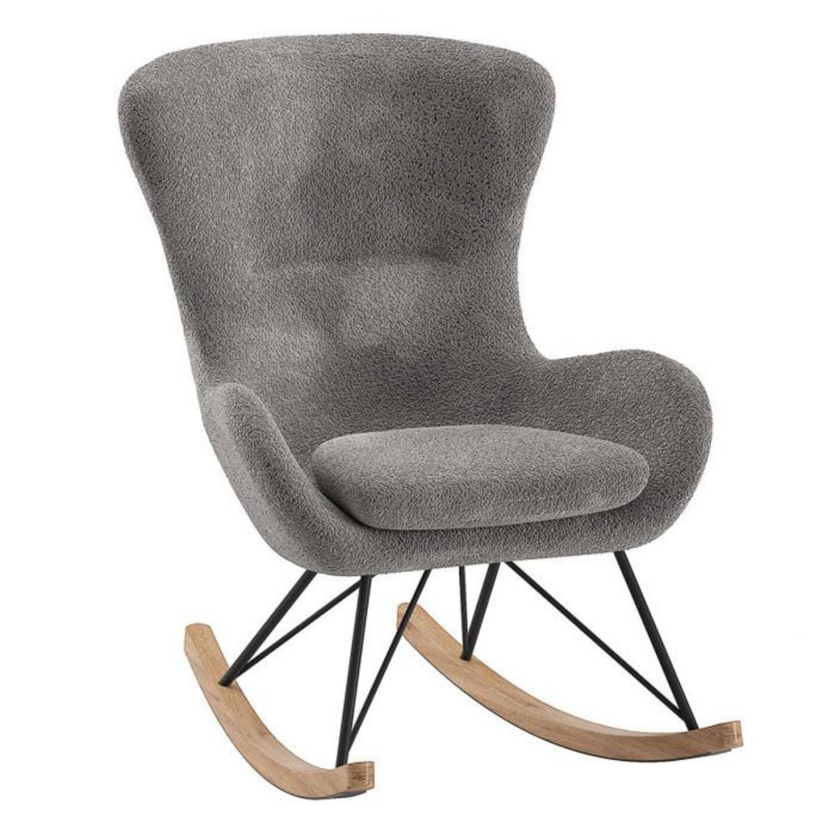 Paris Prix Fauteuil à Bascule Bouclette  Rocky  101cm Anthracite