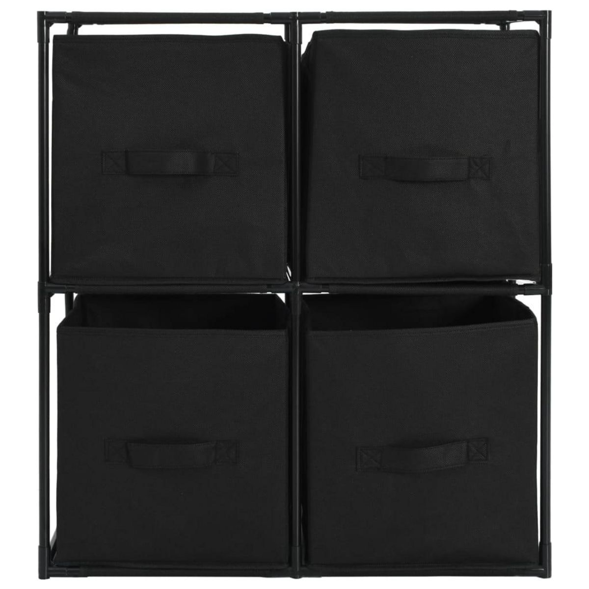 VIDAXL Armoire de rangement avec 4 paniers tissu Noir 63x30x71cm Acier