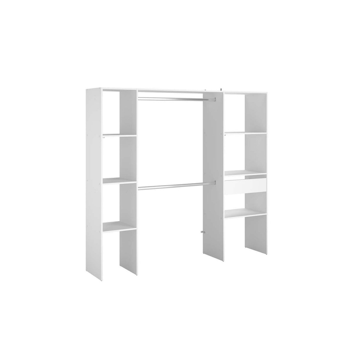 CONCEPT USINE Dressing blanc 6 étagères, 1 tiroir, 2 penderies 198 x 40 x 180 cm ELYSEE