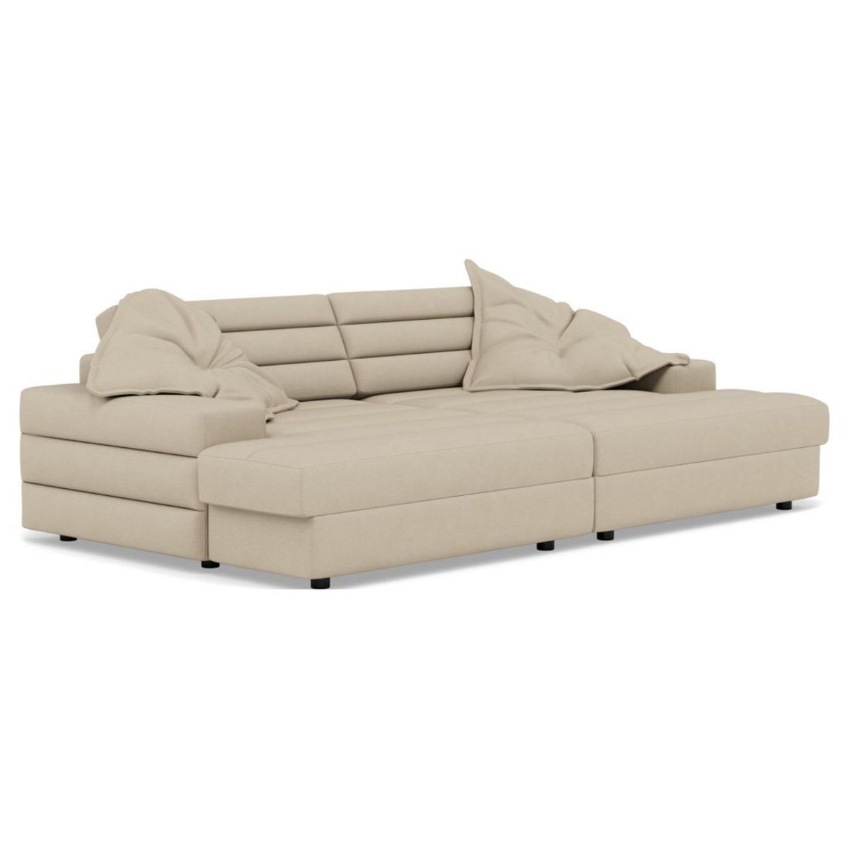 LISA DESIGN Loredana - canapé droit 4 places double méridienne - assise profonde - en tissu texturé