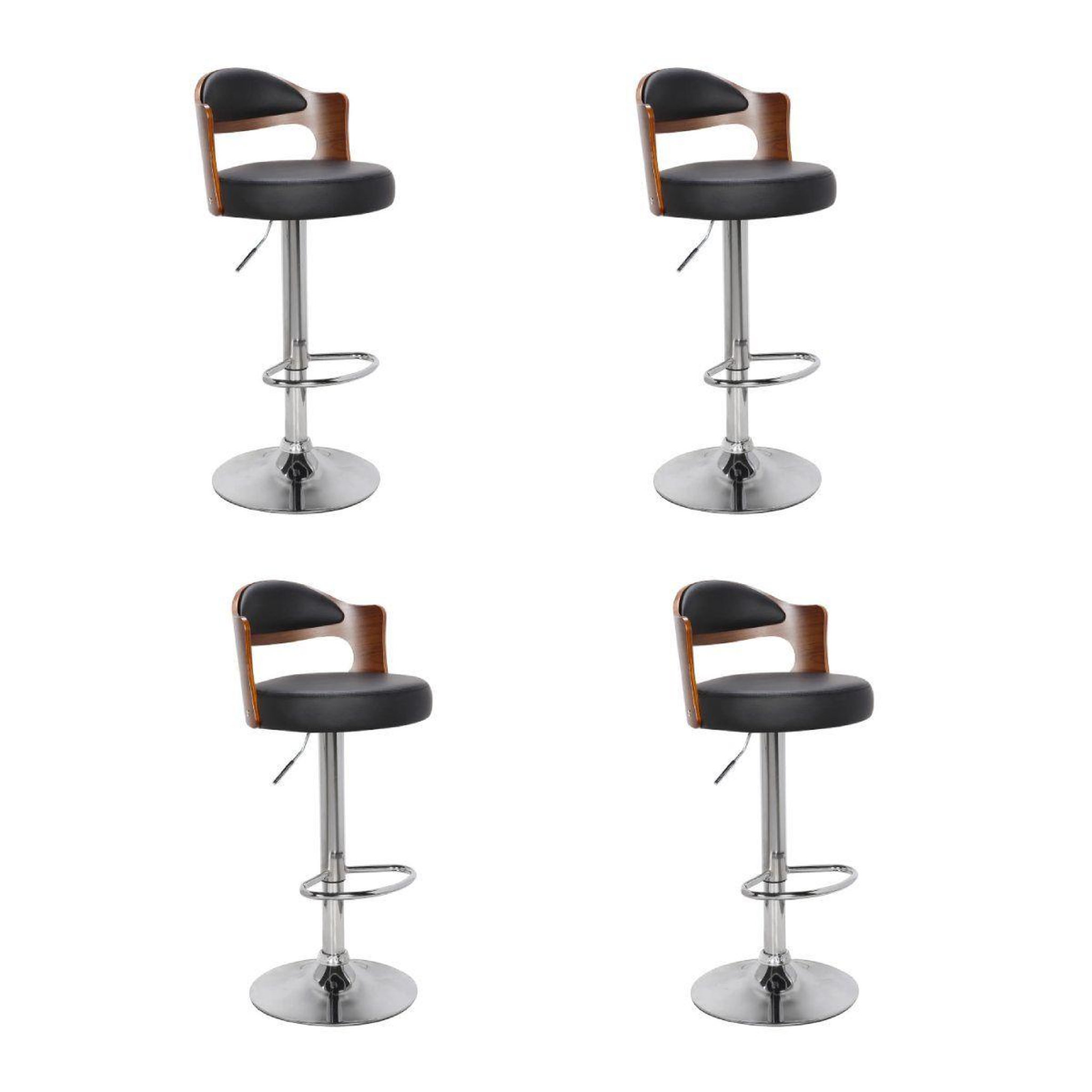 Paris Prix Lot de 4 chaises de bar  wilson  90-110cm noir & marron