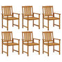 Voir la diapositive 3 : VIDAXL Chaises de jardin avec coussins lot de 6 Bois d'acacia massif