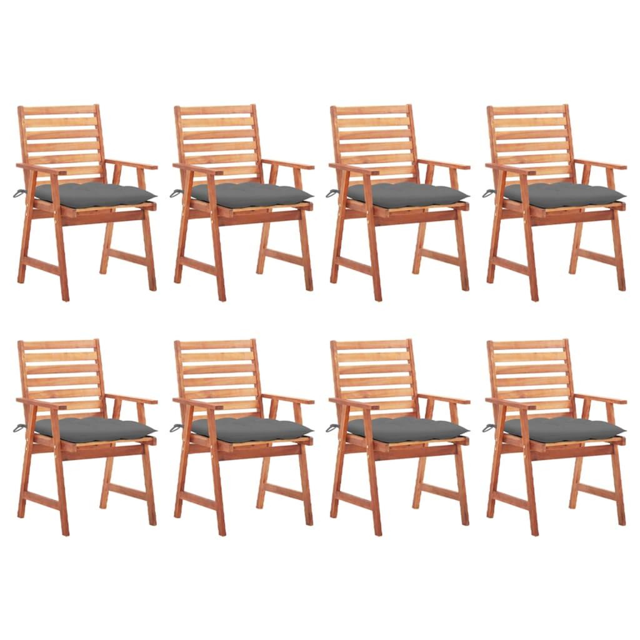 Voir la diapositive 1 : VIDAXL Chaises a manger d'exterieur lot de 8 et coussins Acacia massif