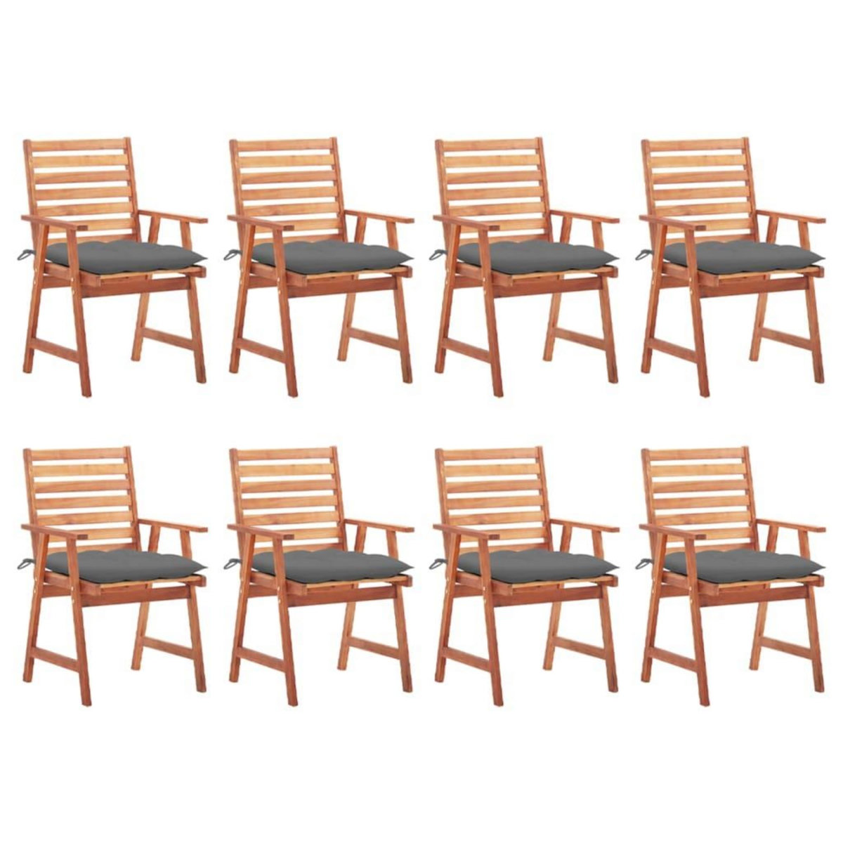 VIDAXL Chaises a manger d'exterieur lot de 8 et coussins Acacia massif