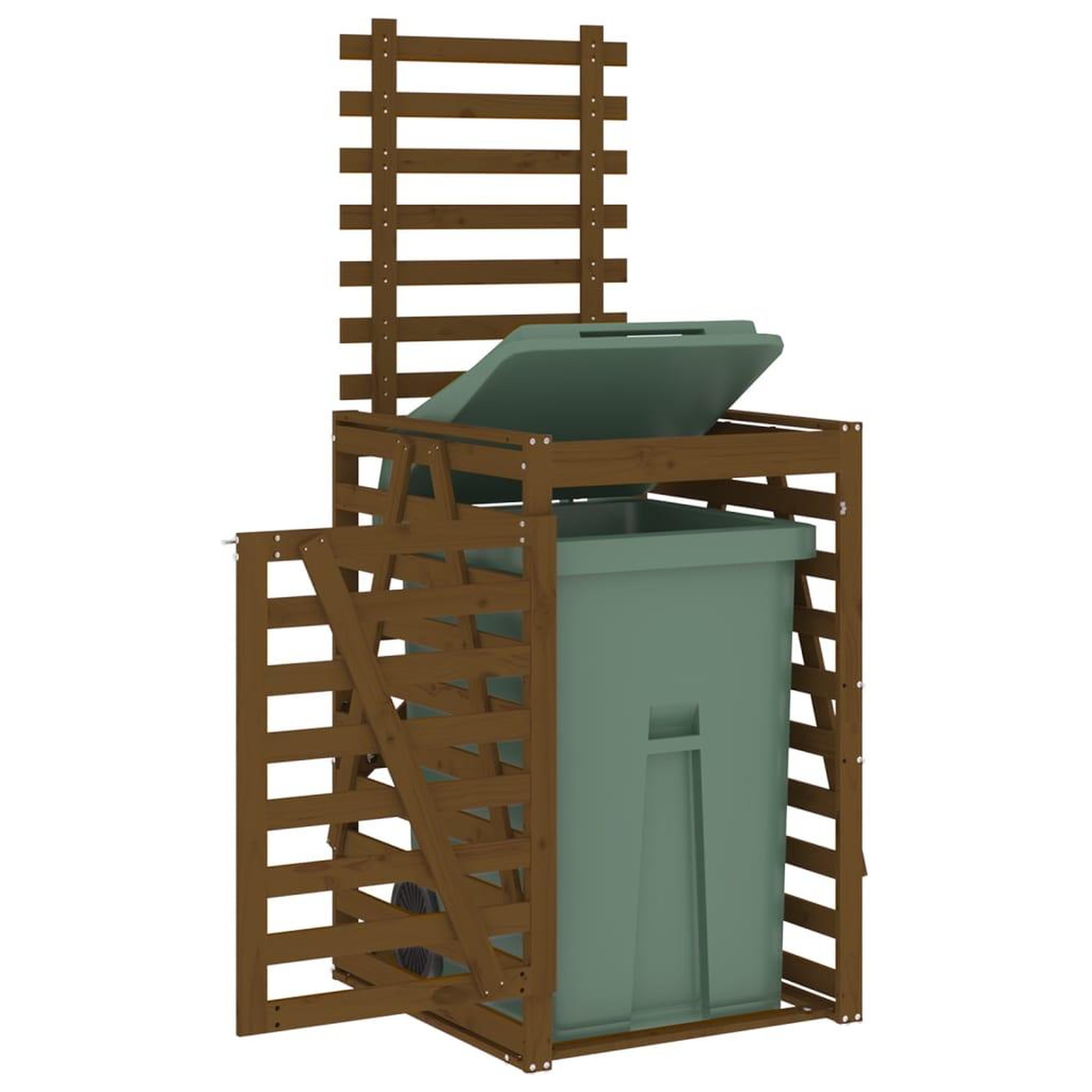 Voir la diapositive 4 : VIDAXL Abri pour poubelle sur roulettes marron miel bois massif de pin