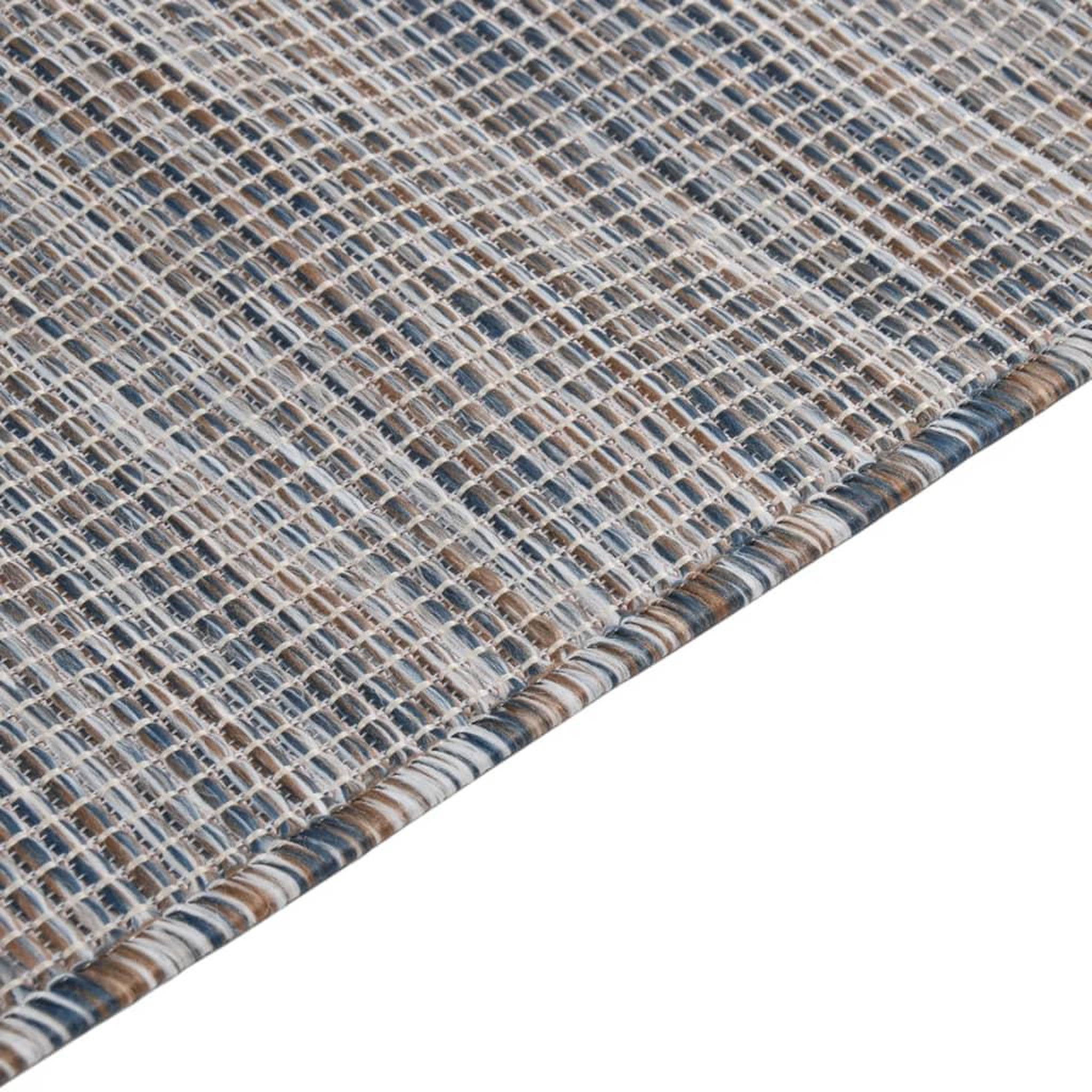 Voir la diapositive 4 : VIDAXL Tapis a tissage plat d'exterieur 80x150 cm Marron et bleu