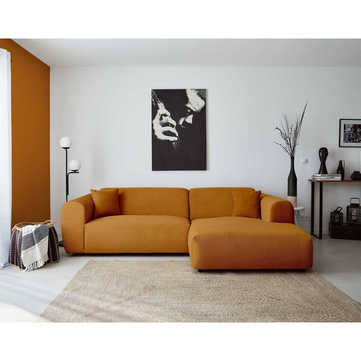 LISA DESIGN Aumance - canapé d'angle droit 4 places - en velours côtelé