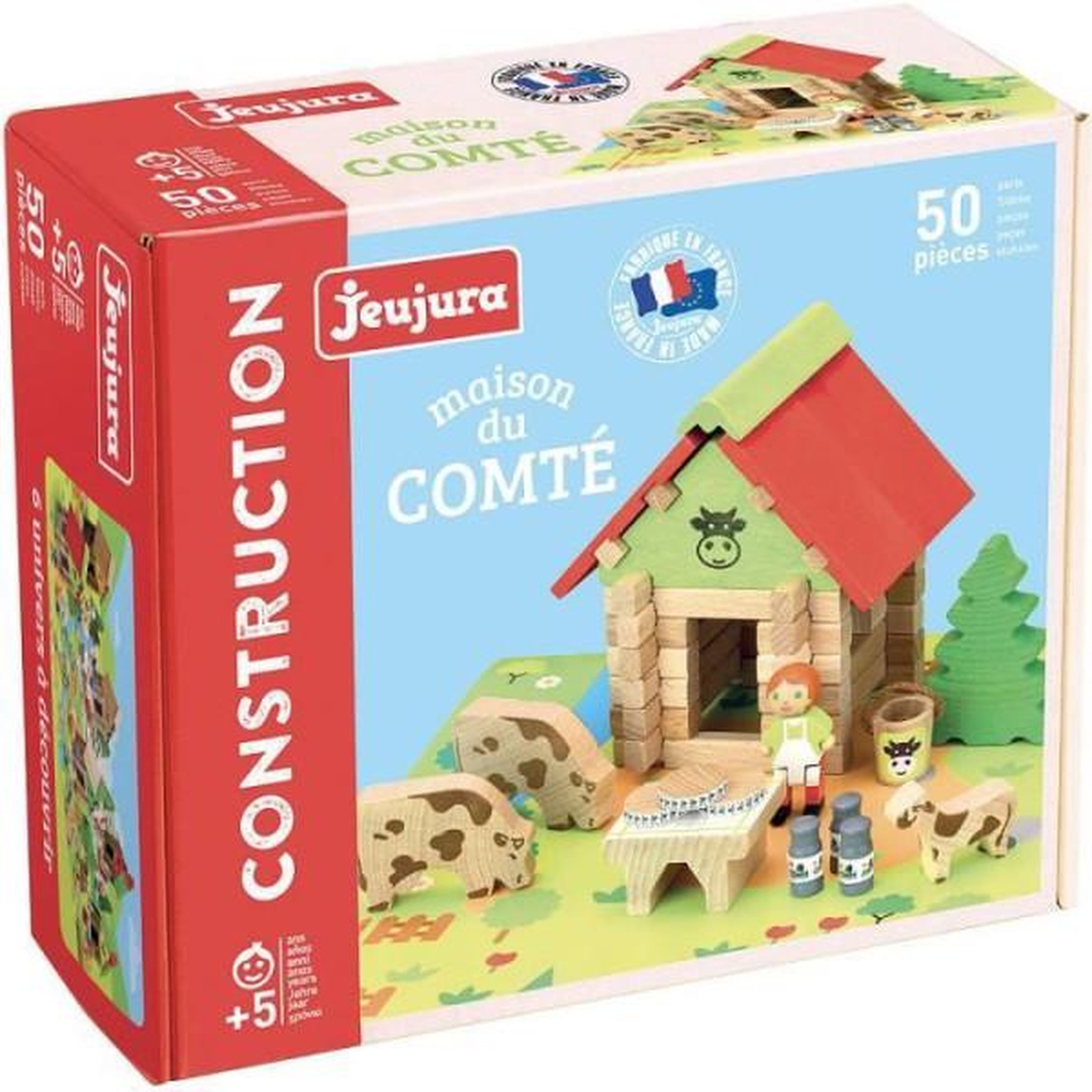Voir la diapositive 2 : JeuJura Jeu de construction en bois - JEUJURA - La Maison du Comte - 50 pieces - Rouge - Multicolore - Mixte