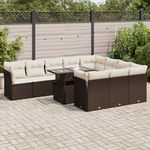 VIDAXL Salon de jardin et coussins 11 pcs marron resine tressee