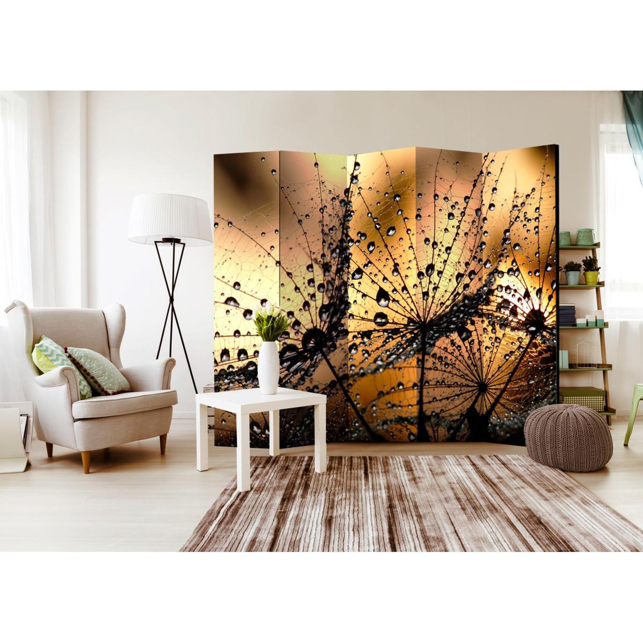 Voir la diapositive 2 : Paris Prix Paravent 5 volets  dandelions in the rain  172x225cm