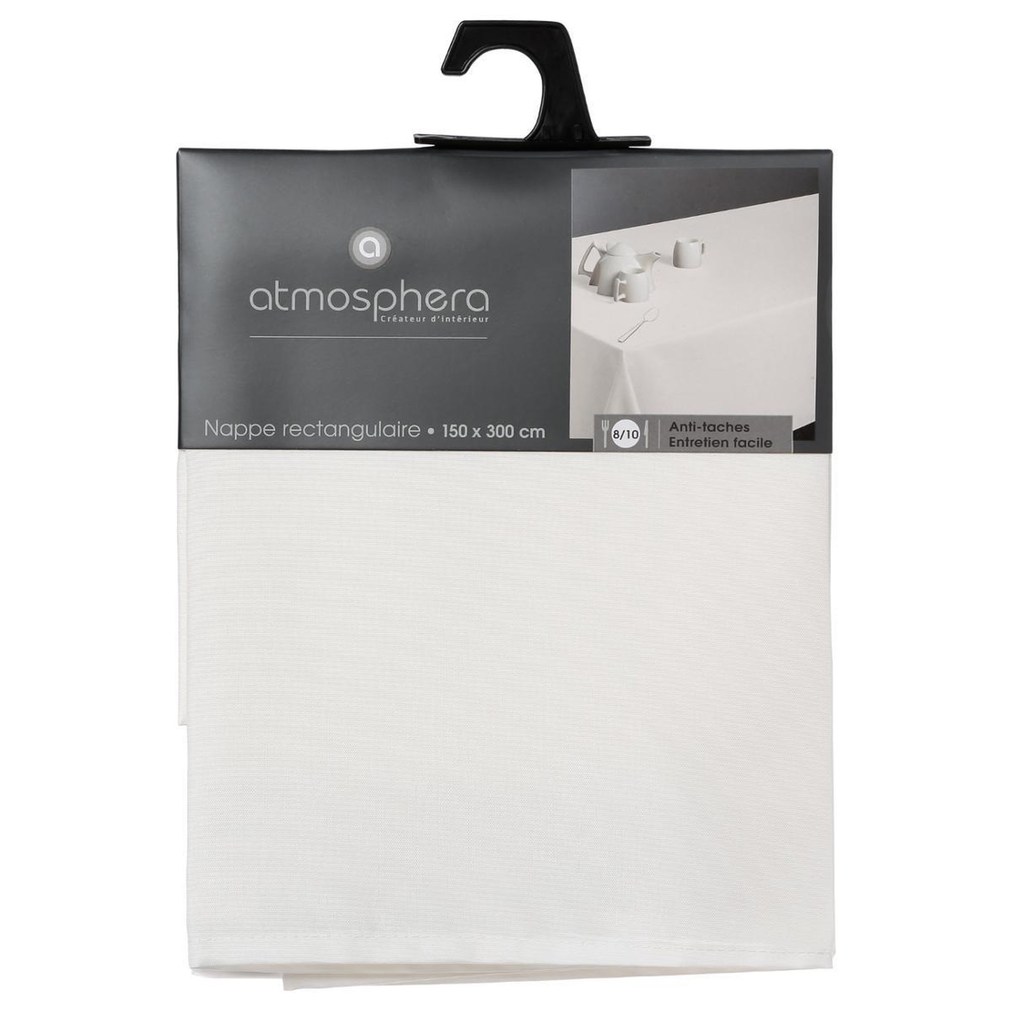 Voir la diapositive 4 : ATMOSPHERA Nappe antitache  unie  150x300cm ivoire