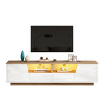 MERAX Meuble tv blanc+naturel 180 cm led panneau de particules
