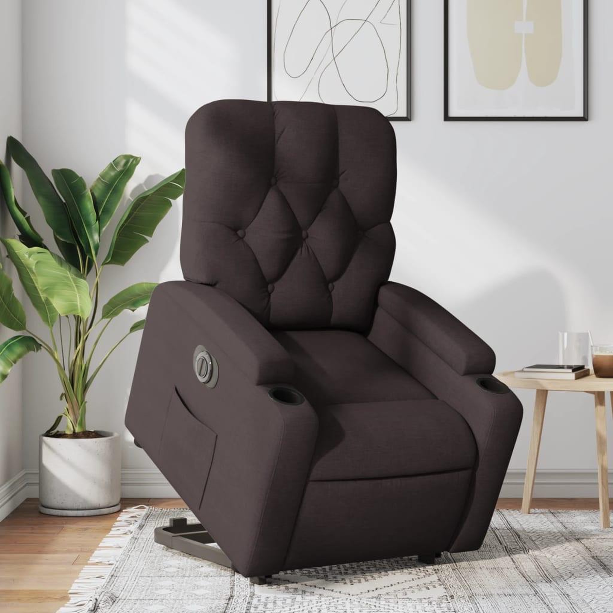 VIDAXL Fauteuil inclinable electrique marron fonce tissu