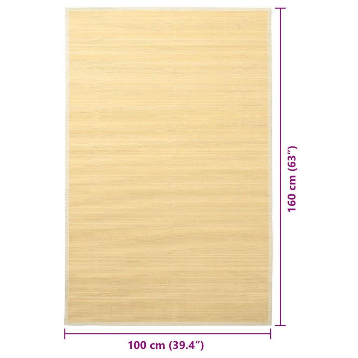 VIDAXL Tapis en bambou 100x160 cm Naturel
