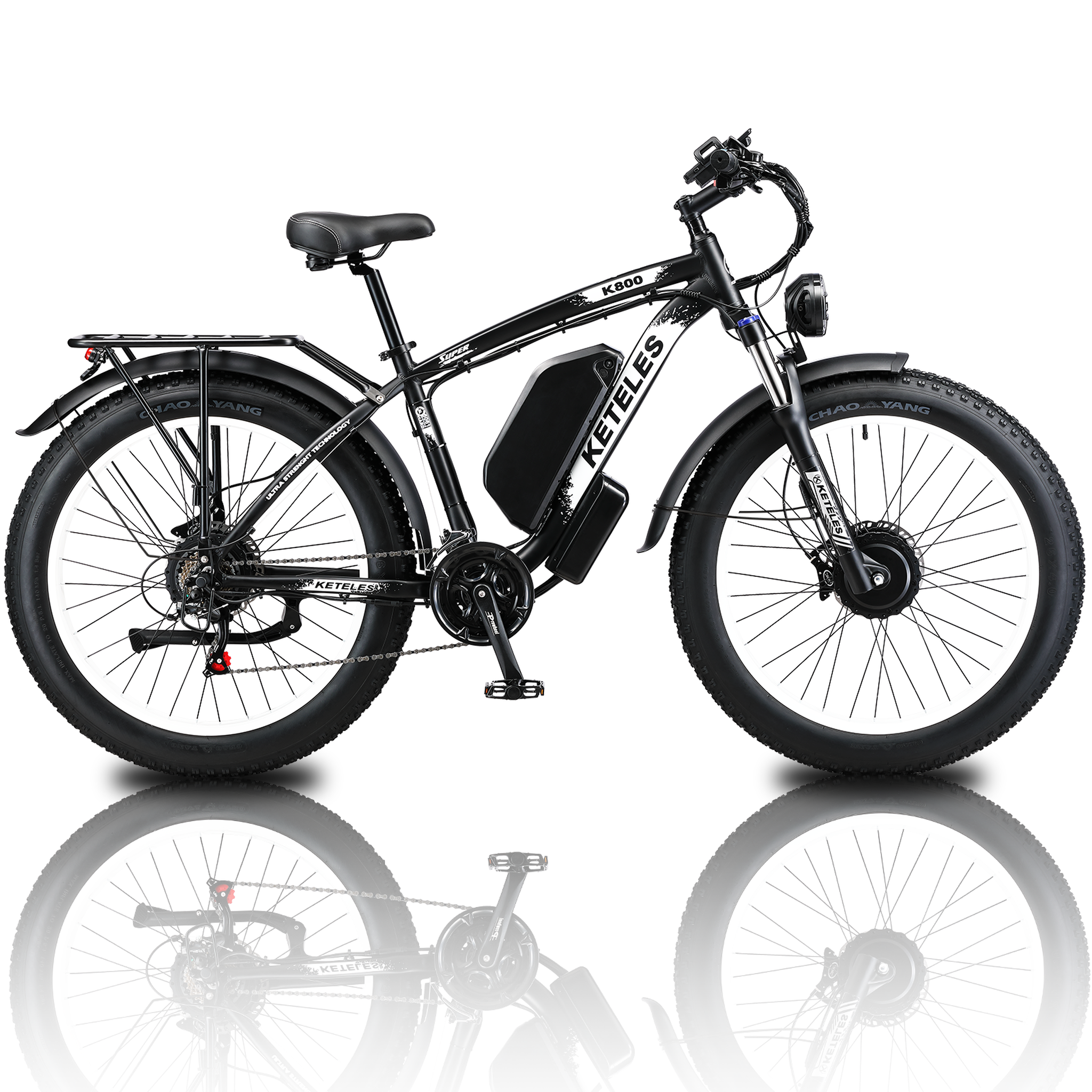KETELES Vtt électrique keteles k800 à double moteur. Coloris disponibles : Noir / Bleu, Bicolore