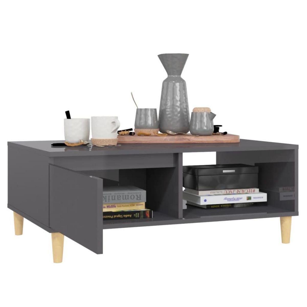 VIDAXL Table basse gris brillant 90x60x35 cm bois d'ingenierie