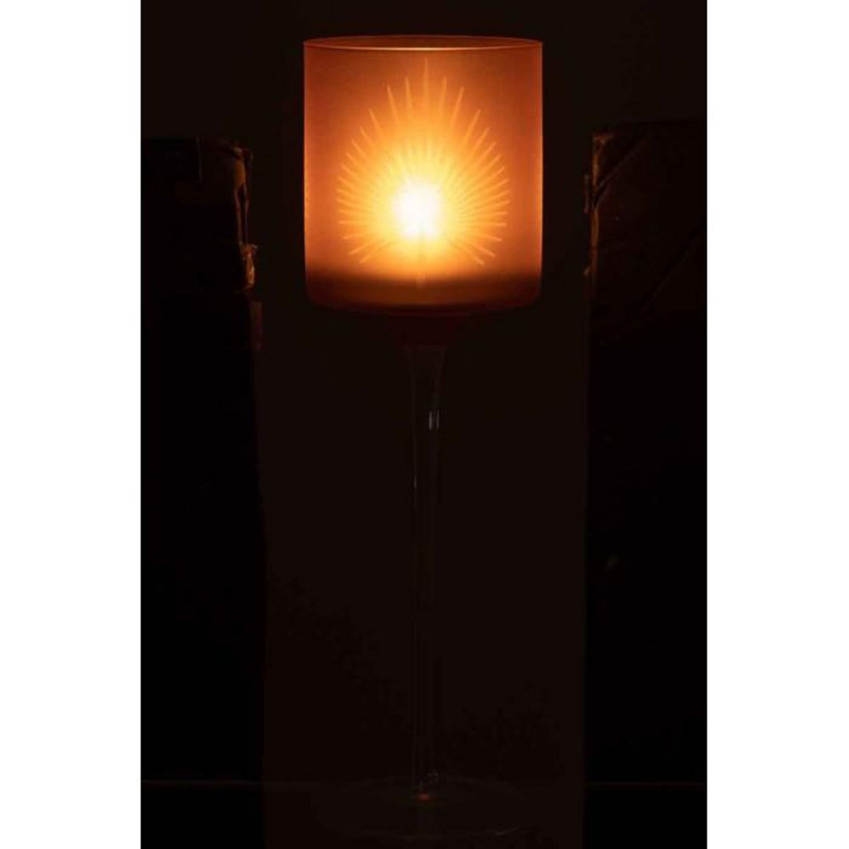 Paris Prix Photophore Déco  Feuilles de Palmier  30cm Marron