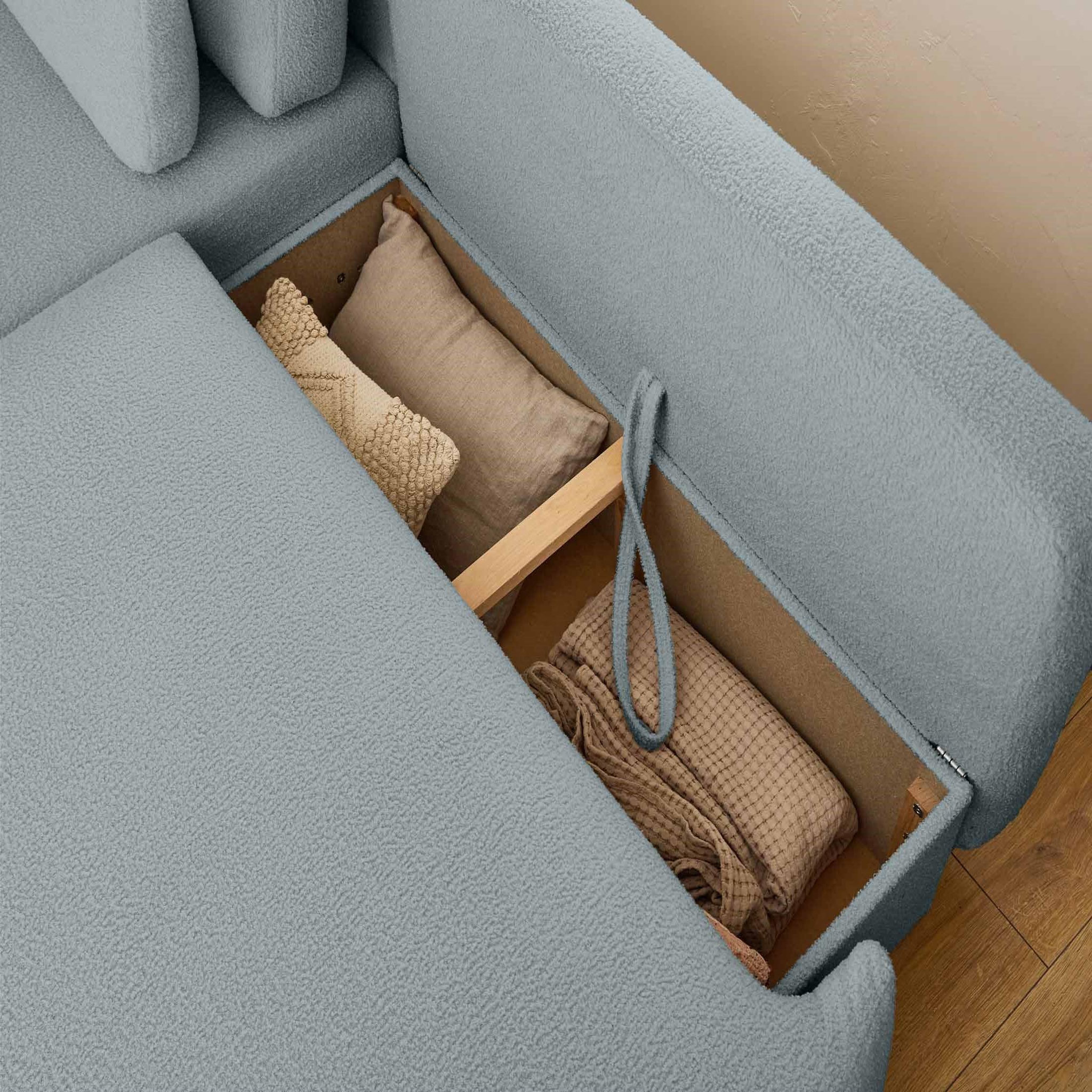 Voir la diapositive 3 : BEST MOBILIER Mahina - canapé d'angle gauche - 4 places - convertible avec coffre - en tissu bouclette