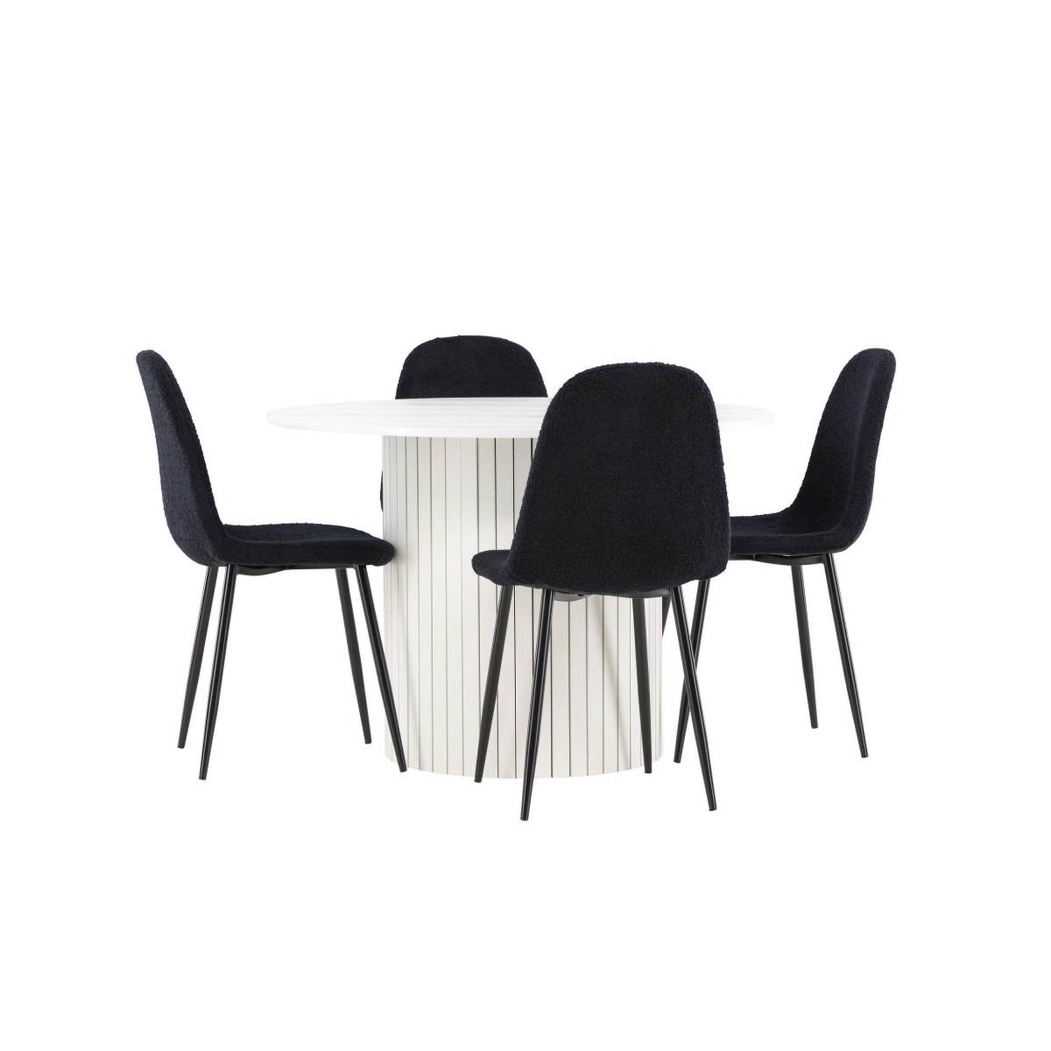 Voir la diapositive 2 : Paris Prix Ensemble table à manger & 4 chaises  haron & polar  110cm blanc & noir