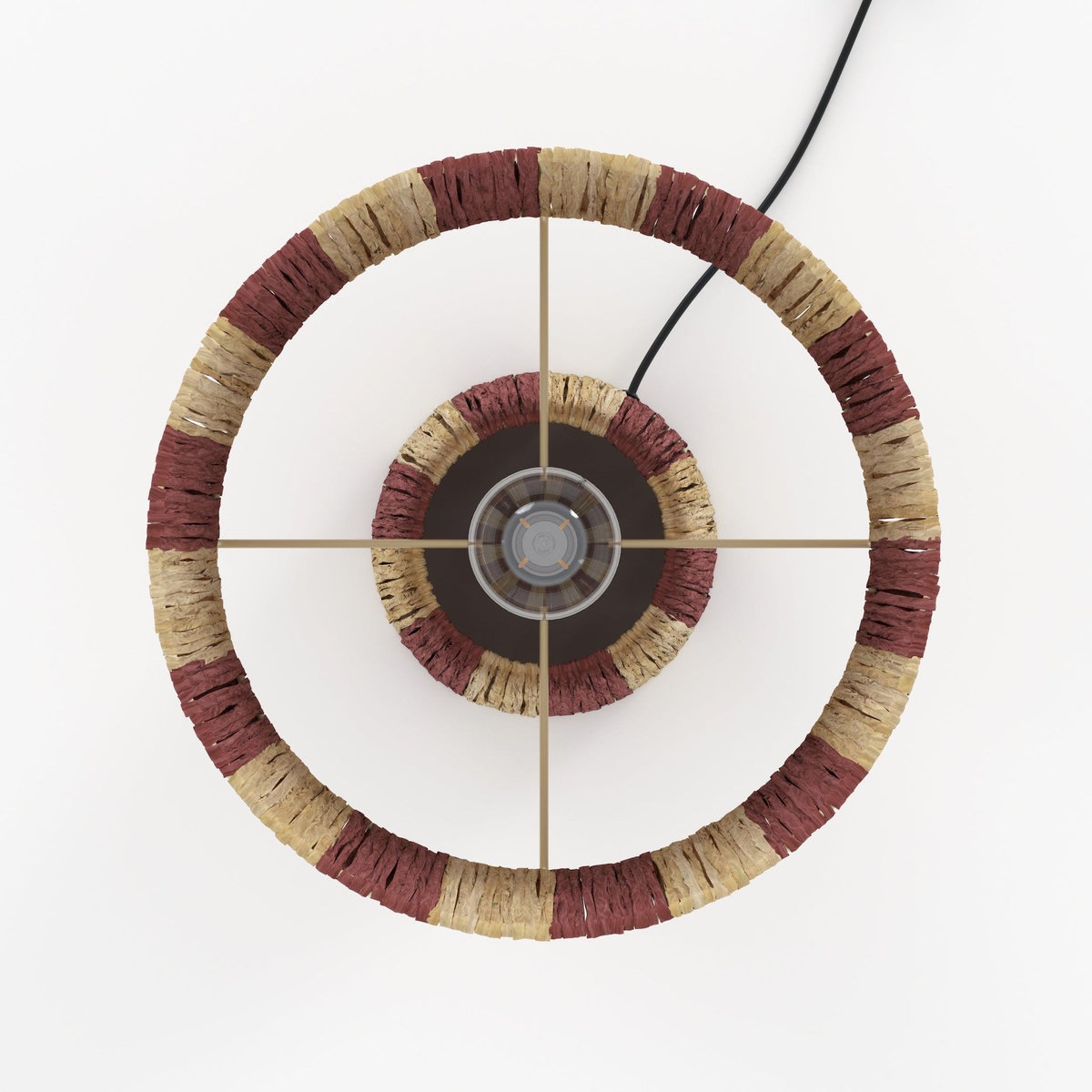 Rendez vous déco Lampe rayée terracotta en feuille de palmier-Soléa