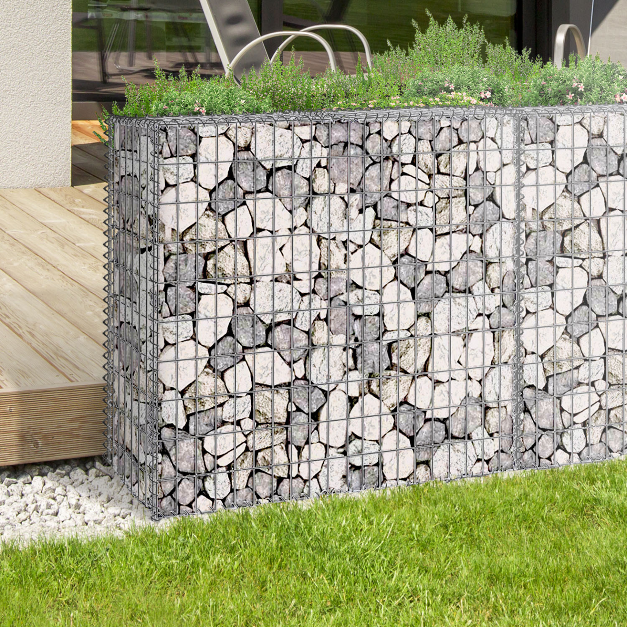 Voir la diapositive 2 : ID MARKET Lot de 2 gabions pour pierre 100 x 30 x 80 cm