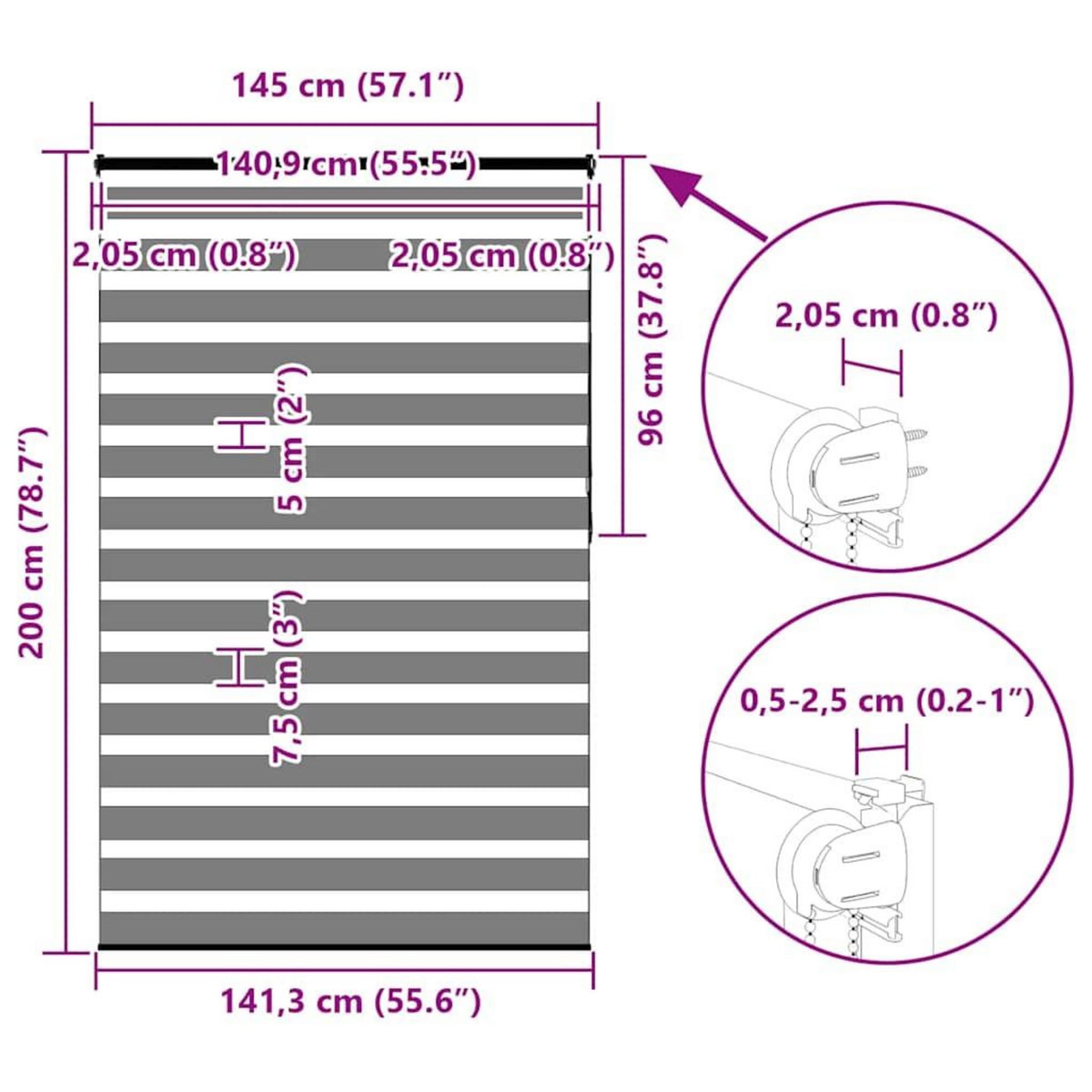 VIDAXL Store zebre marron sable largeur du tissu 140,9 cm polyester