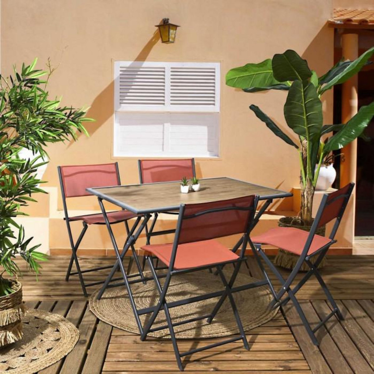 Paris Prix Table de Jardin Pliable  Barcelone  110cm Gris & Naturel
