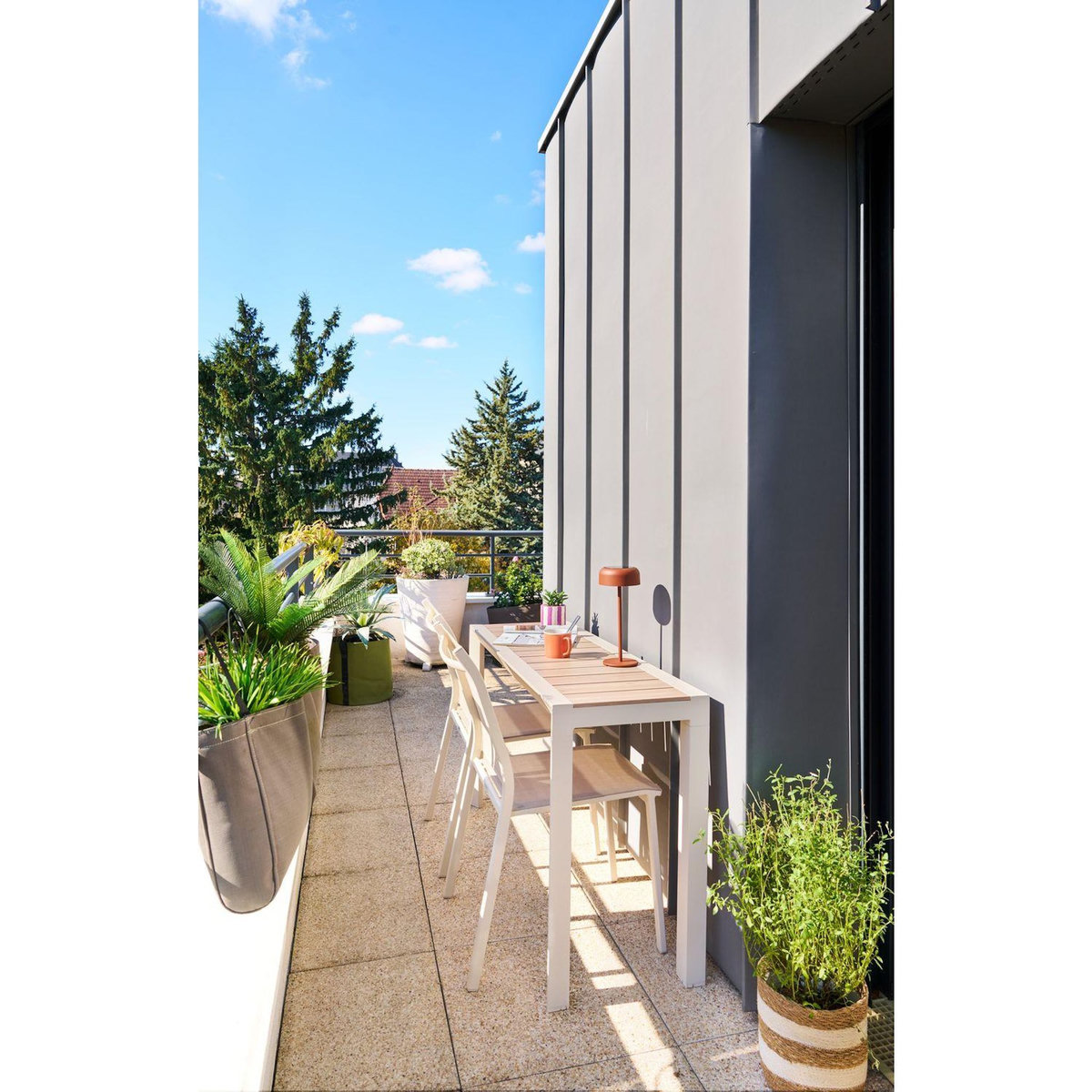 HESPERIDE Console de jardin en aluminium effet bois EVASION