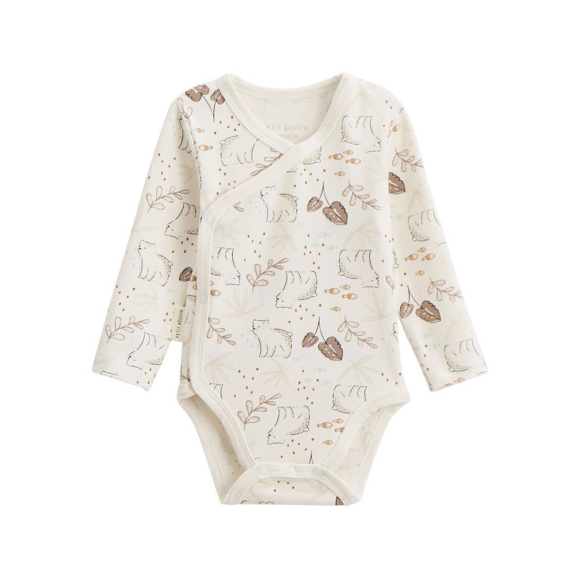 Petit Béguin Lot de 2 bodies bébé manches longues ouverture croisée Câlins