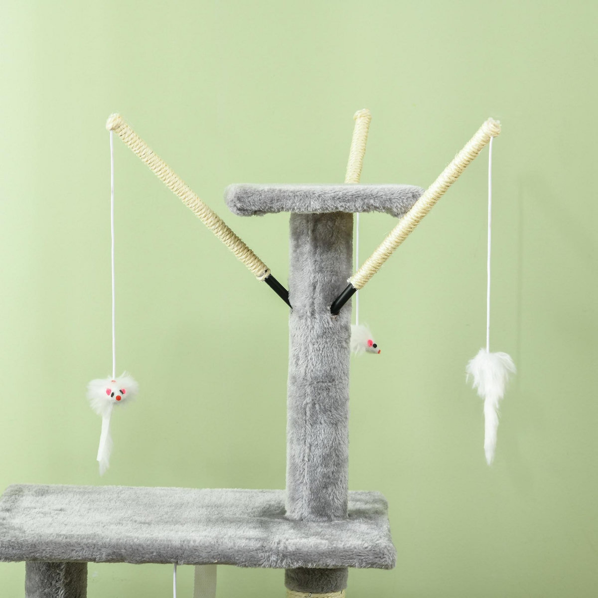 PAWHUT Arbre à chat multi-équipement griffoirs plateformes niche échelle hamac jouets gris