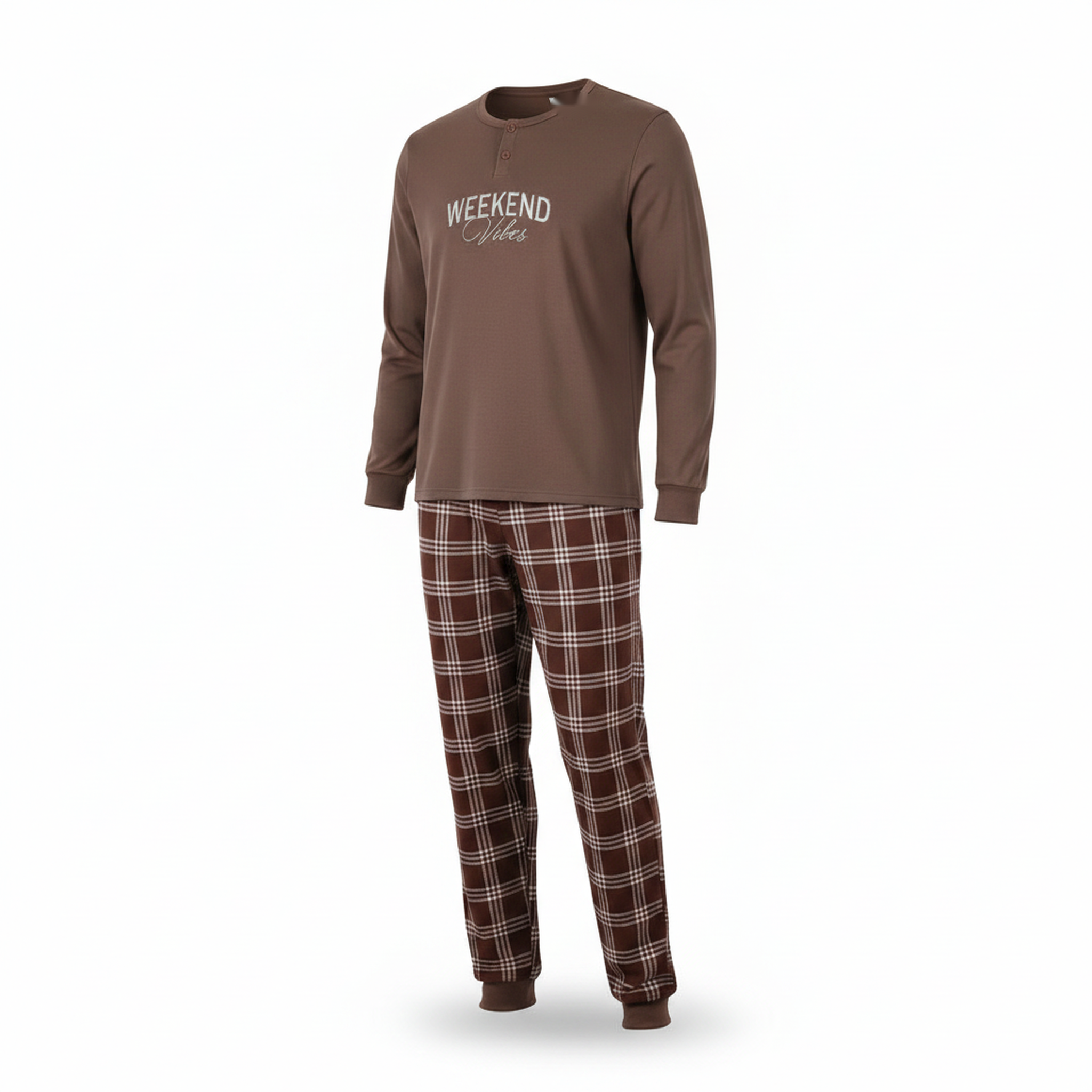 Voir la diapositive 1 : OZABI Ozabi ensemble pyjama homme doublé polaire broderie weekend vibes